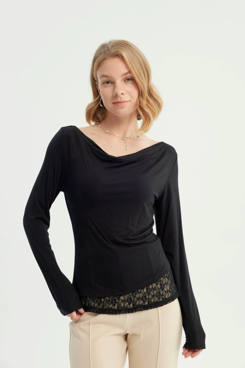 POLERA MUJER HOMBRO DESCUBIERTO NEGRO - 1