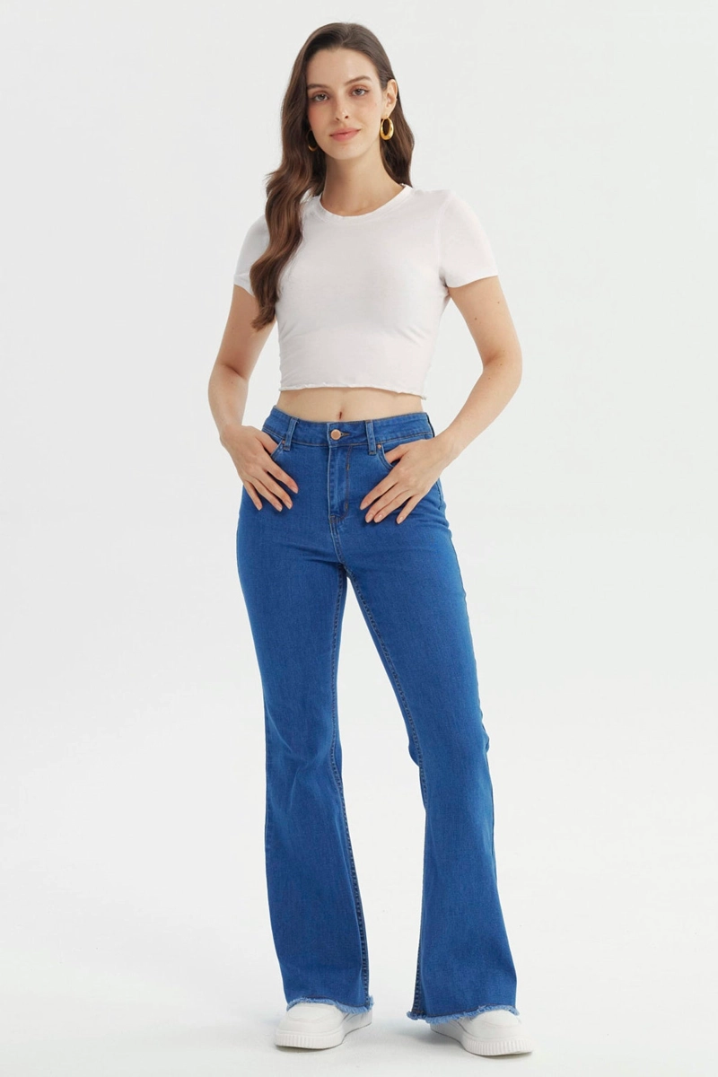 JEANS FLARE MUJER AZUL - 4