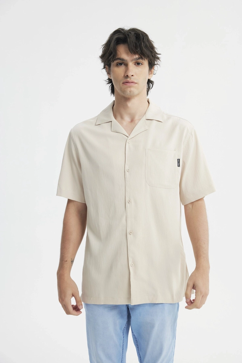 CAMISA REGULAR HOMBRE BEIGE - 1