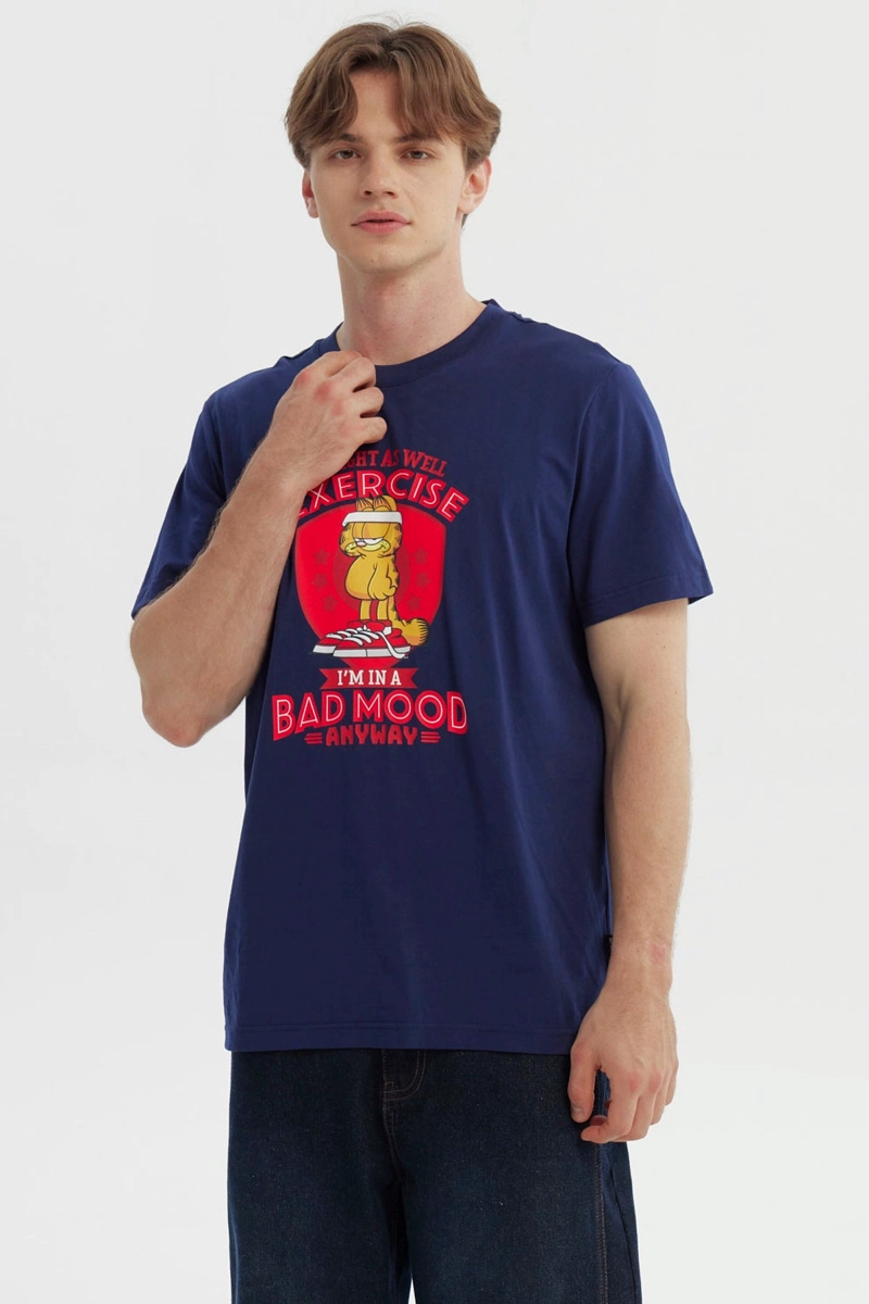 POLERA HOMBRE GARFIELD AZUL MARINO - 1