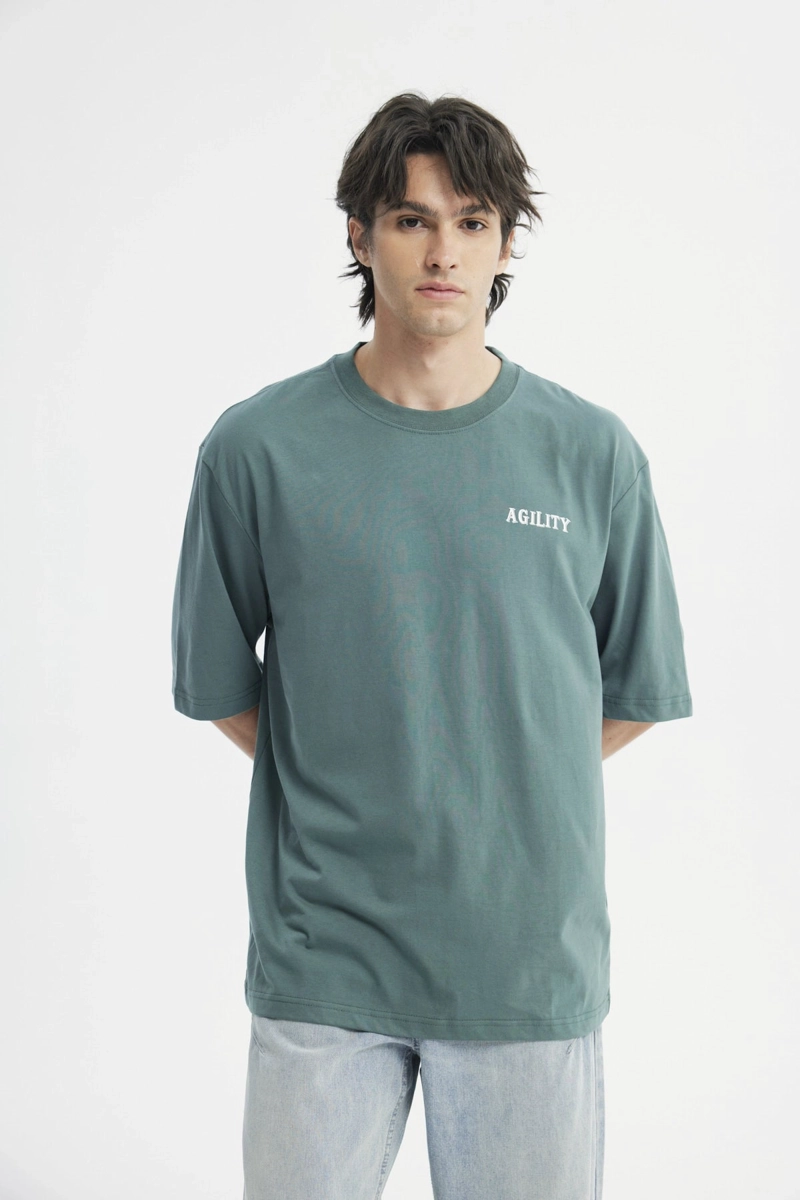 POLERA OVERSIZE HOMBRE VERDE PINO - 1