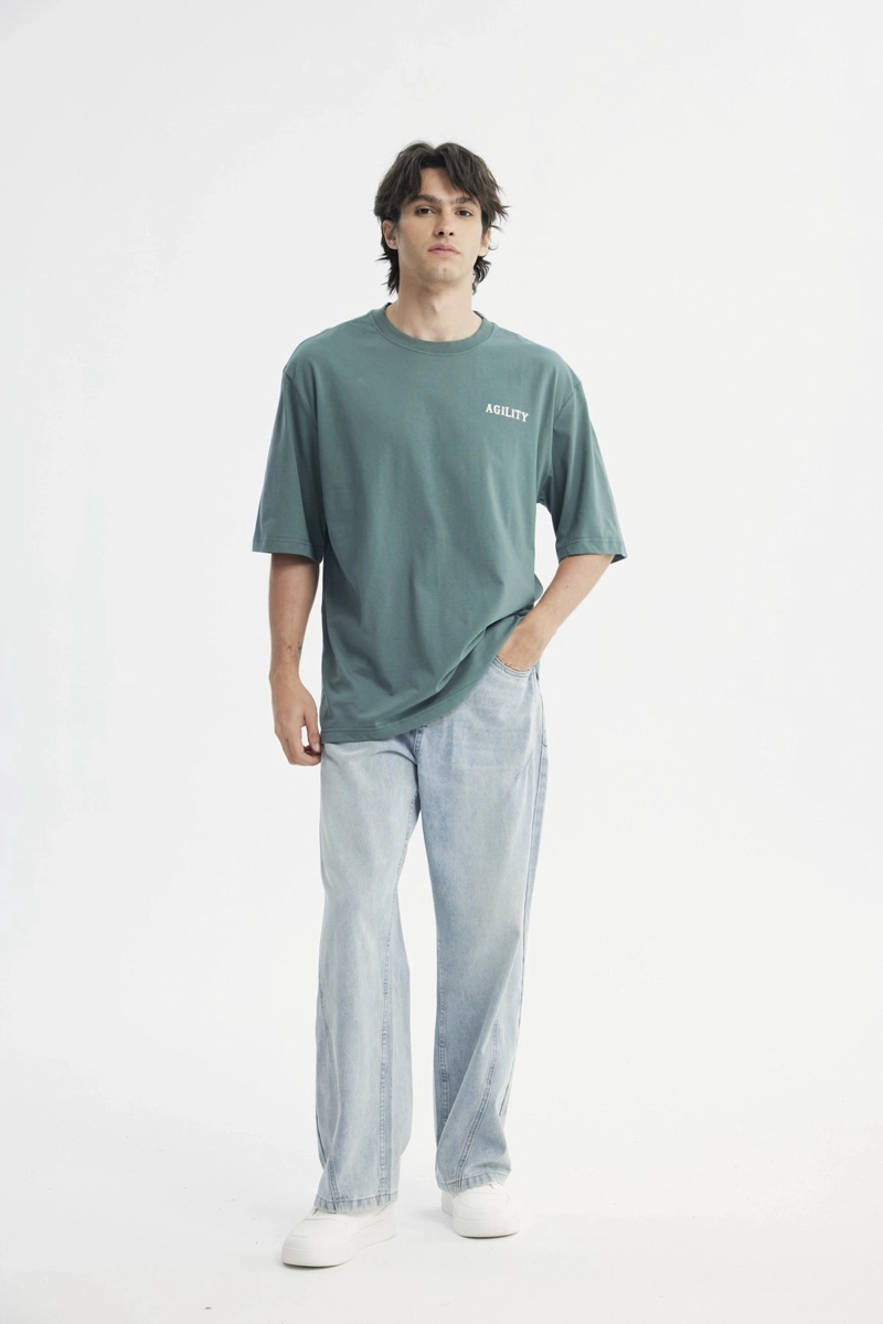 POLERA OVERSIZE HOMBRE VERDE PINO - 4
