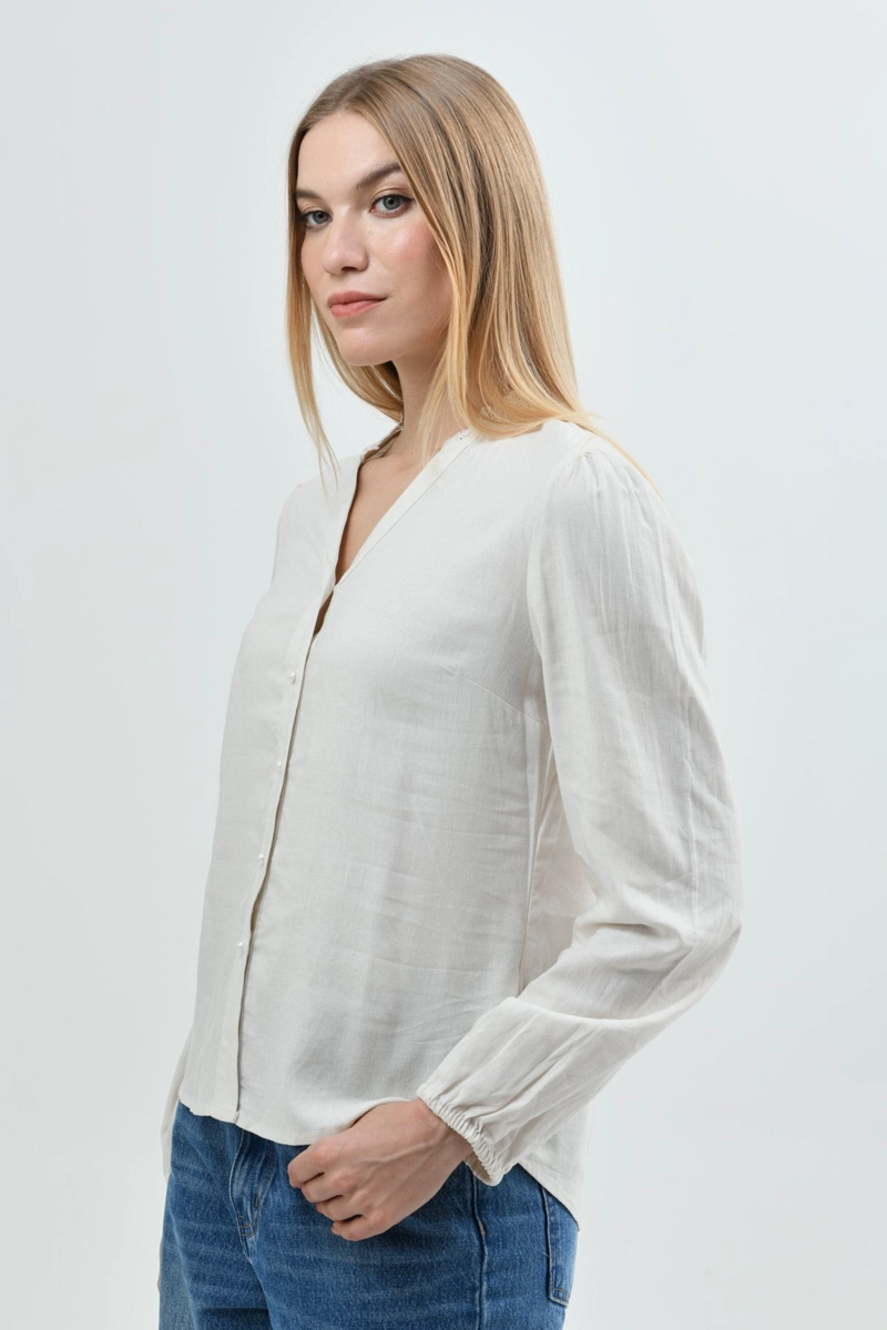 BLUSA CLASICA MUJER CREMA - 2