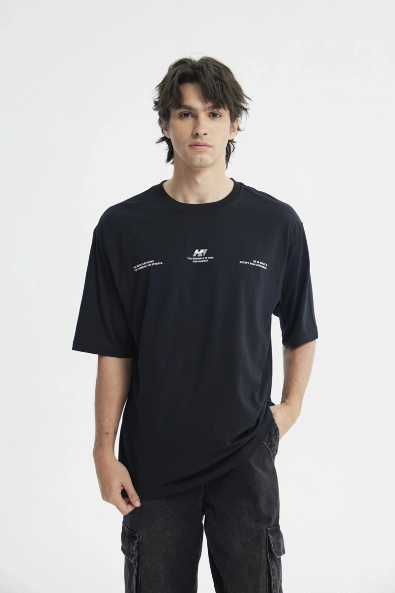POLERA HOMBRE OVERSIZE NEGRO - 1
