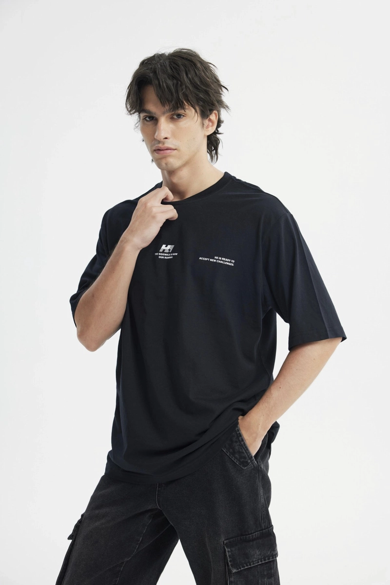 POLERA HOMBRE OVERSIZE NEGRO - 2