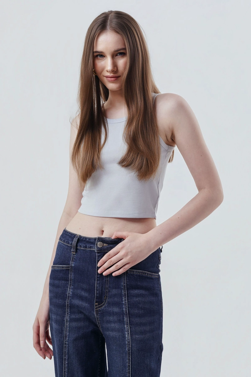 POLERA SLIM MUJER CELESTE CLARO - 1