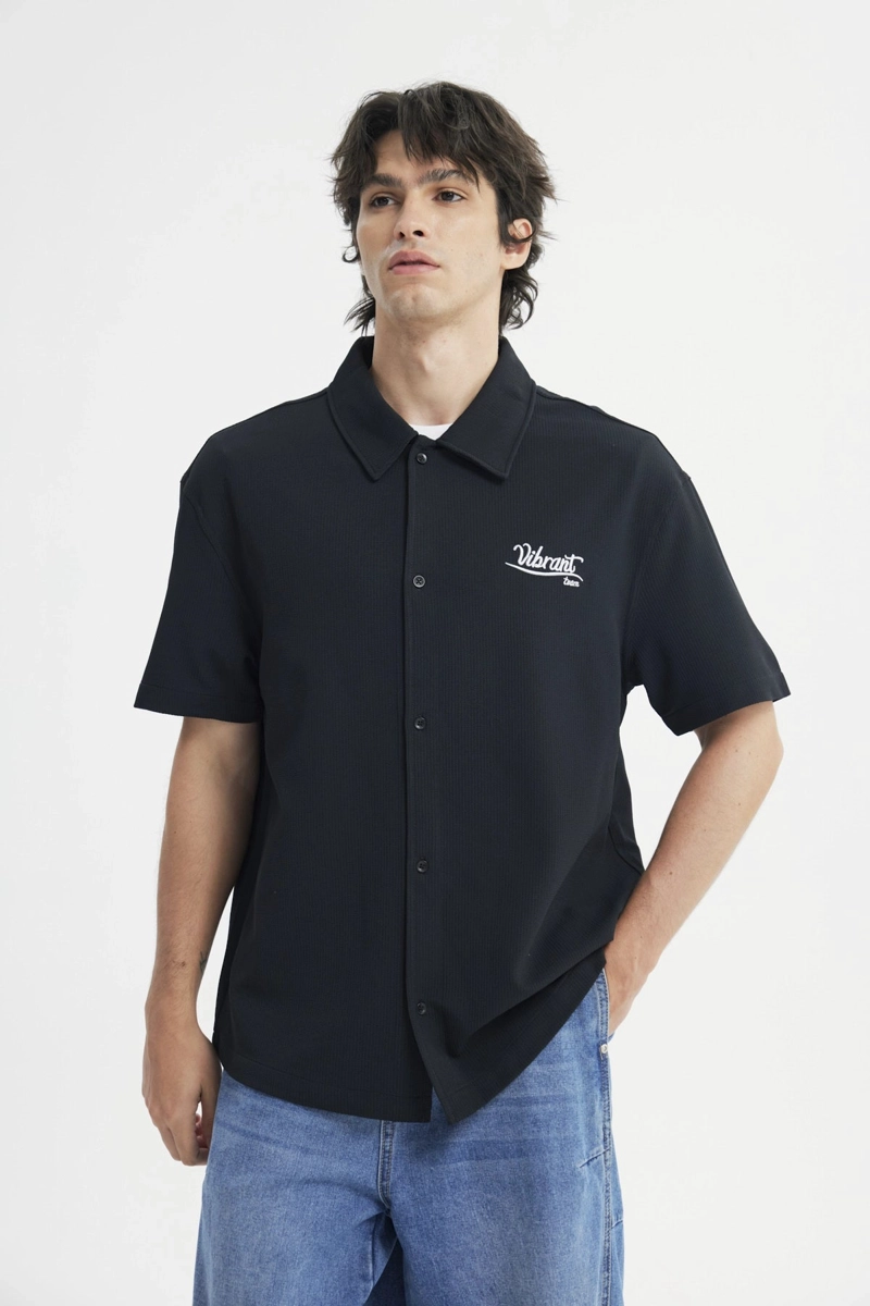 CAMISA HOMBRE OVERSIZE NEGRO - 1