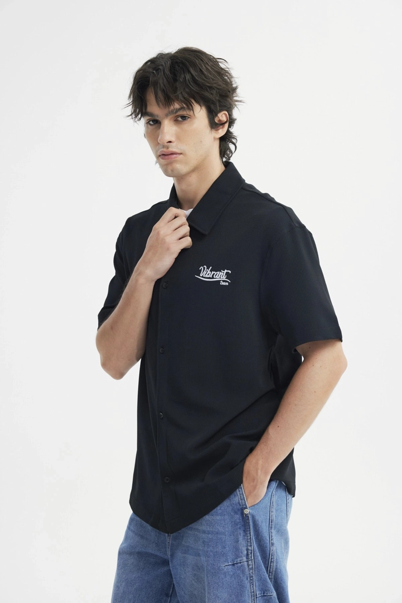 CAMISA HOMBRE OVERSIZE NEGRO - 2