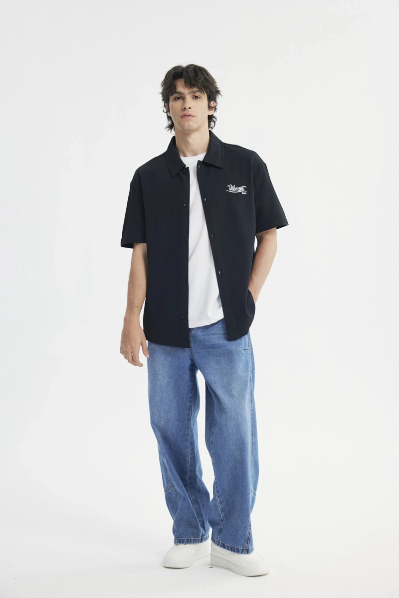 CAMISA HOMBRE OVERSIZE NEGRO - 4