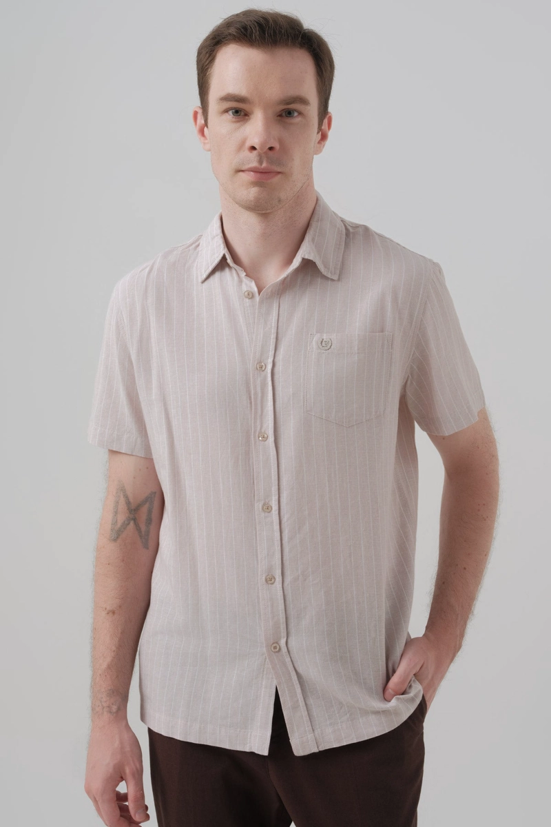 CAMISA REGULAR HOMBRE BEIGE - 1