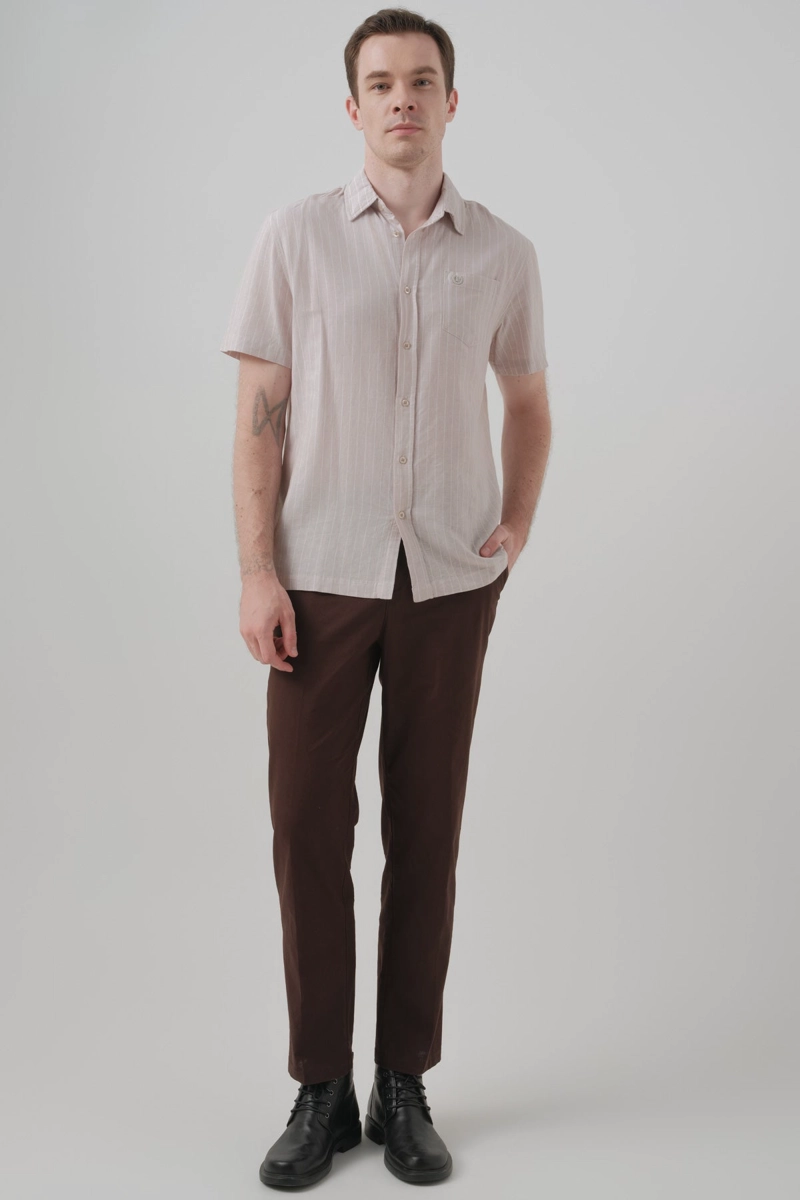 CAMISA REGULAR HOMBRE BEIGE - 4