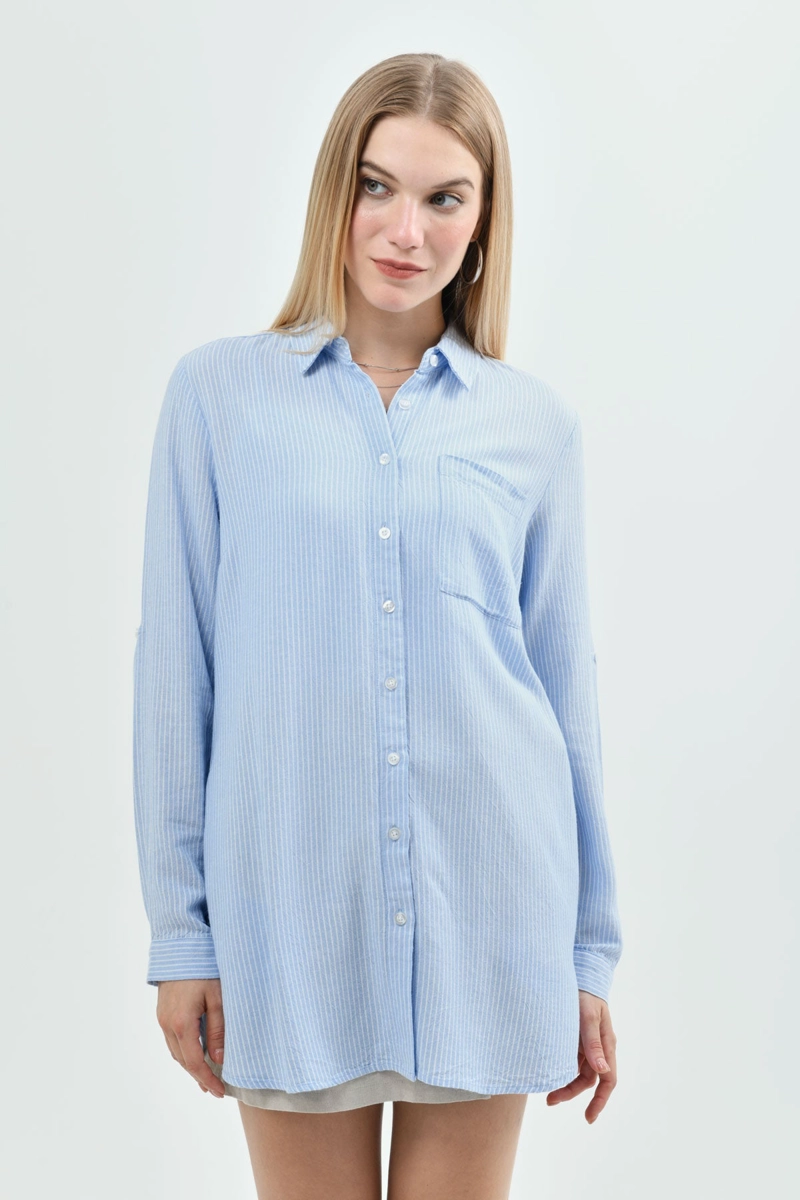 BLUSA LOOSE MUJER CELESTE - 1