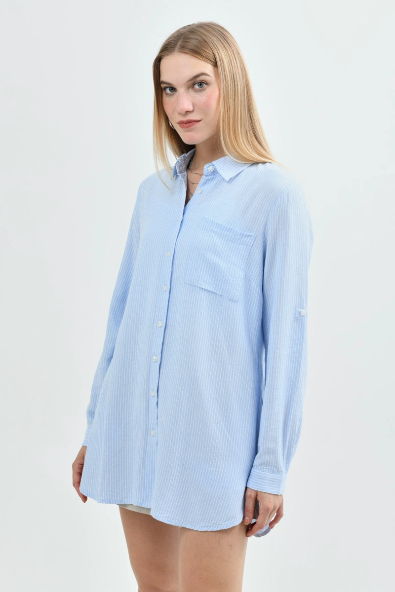 BLUSA LOOSE MUJER CELESTE - 2