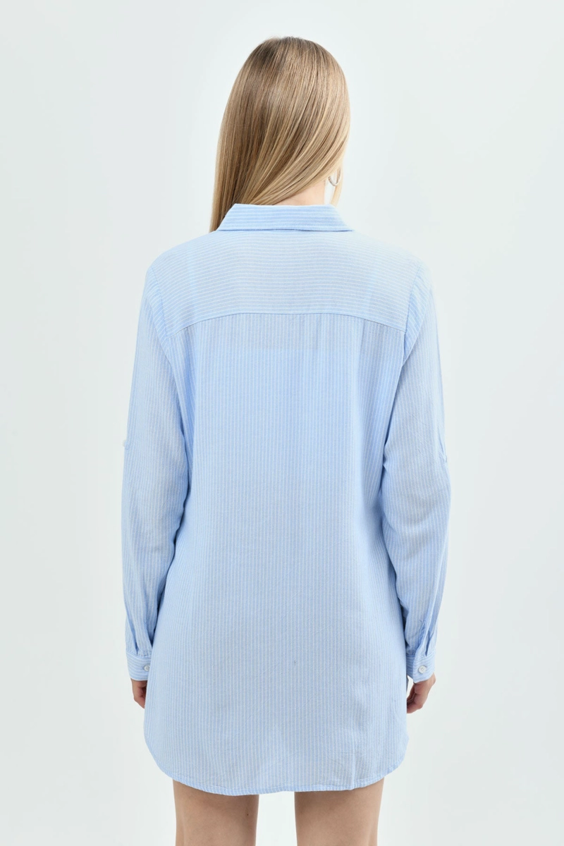 BLUSA LOOSE MUJER CELESTE - 3