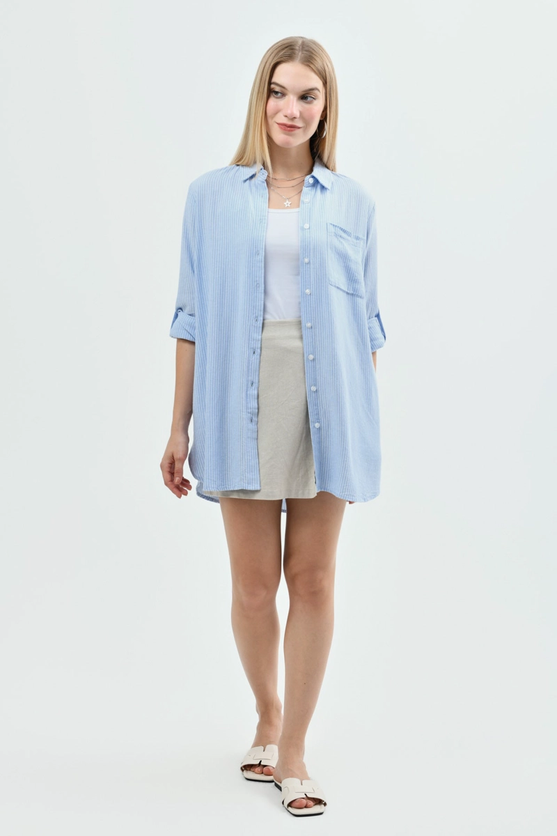 BLUSA LOOSE MUJER CELESTE - 4