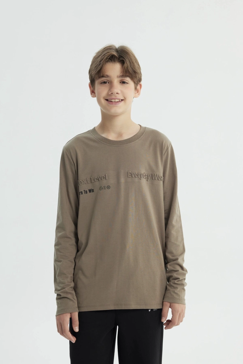 POLERA NIÑO REGULAR CAFE CLARO - 1
