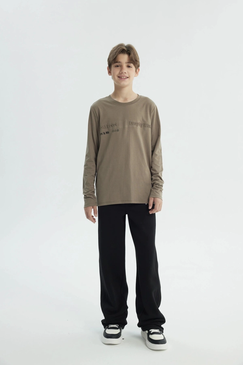 POLERA NIÑO REGULAR CAFE CLARO - 4