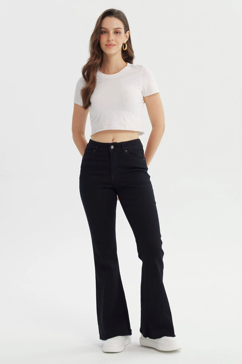 JEANS MUJER FLARE NEGRO - 4