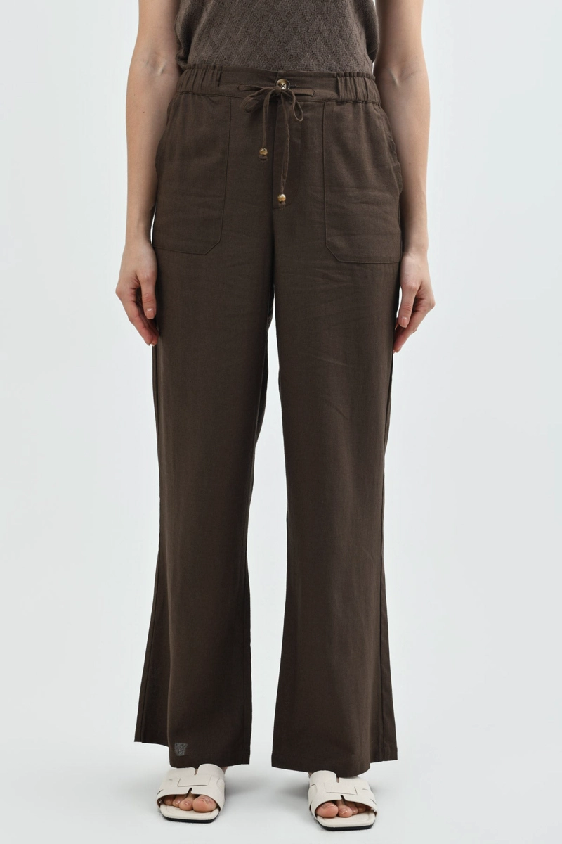 PANTALON MUJER LOOSE CAFE OSCURO - 1