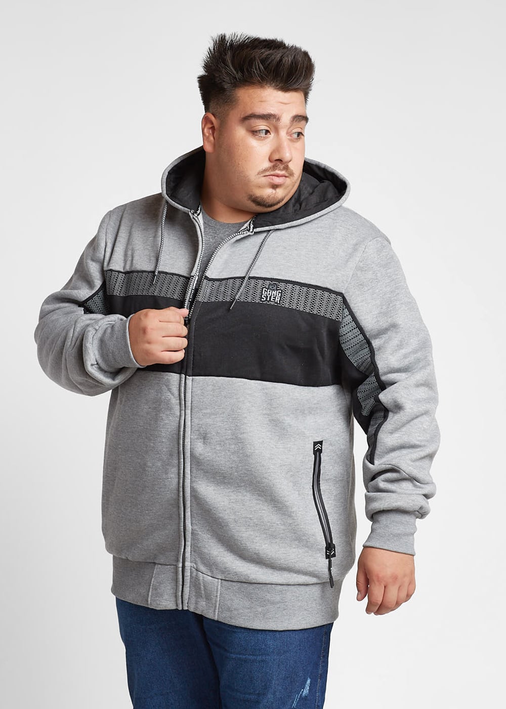 PLUS POLERON FULL ZIPPER FLEECE MORSE GRIS GANGSTER - 1