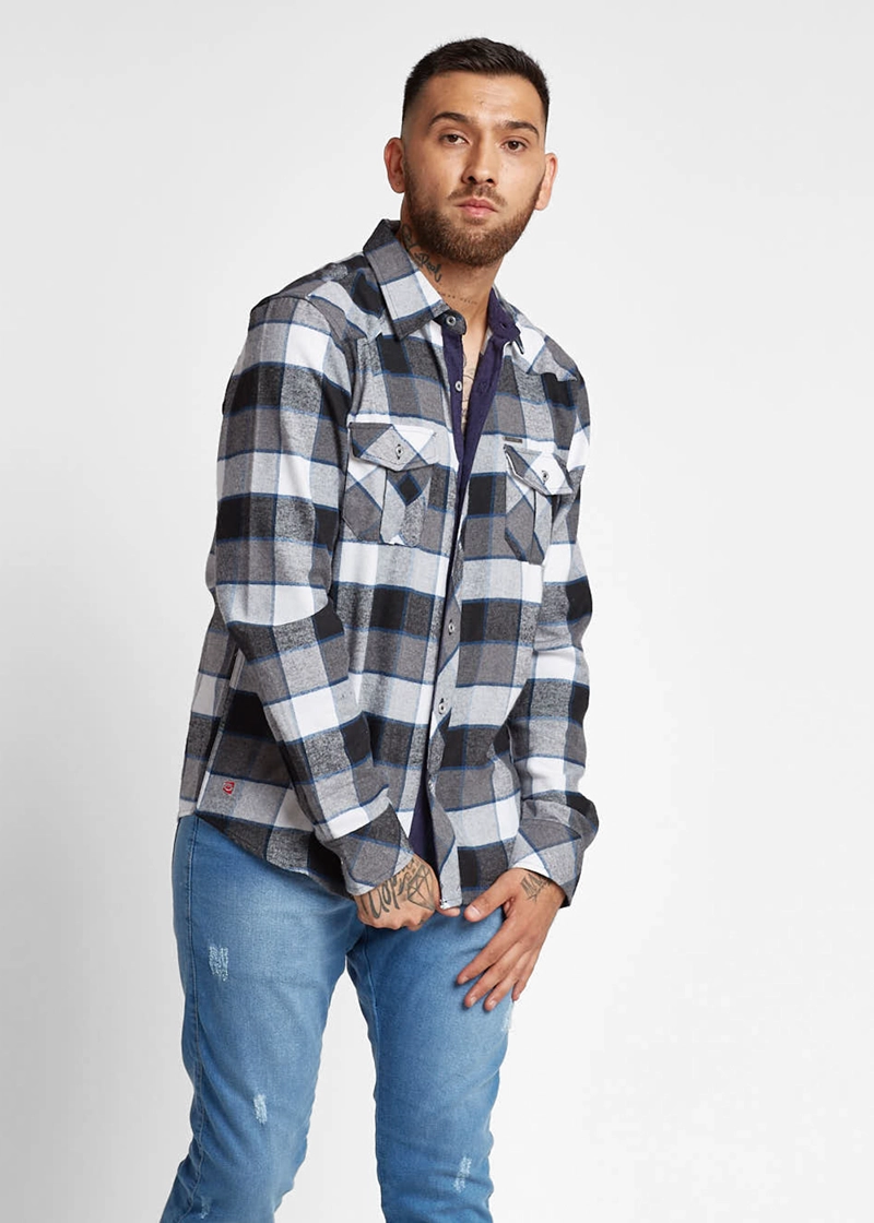 CAMISA LUMBERJACK GRIS OSCURO GANGSTER - 1