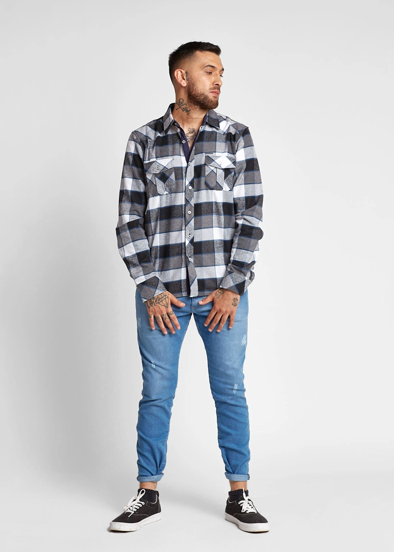 CAMISA LUMBERJACK GRIS OSCURO GANGSTER - 4