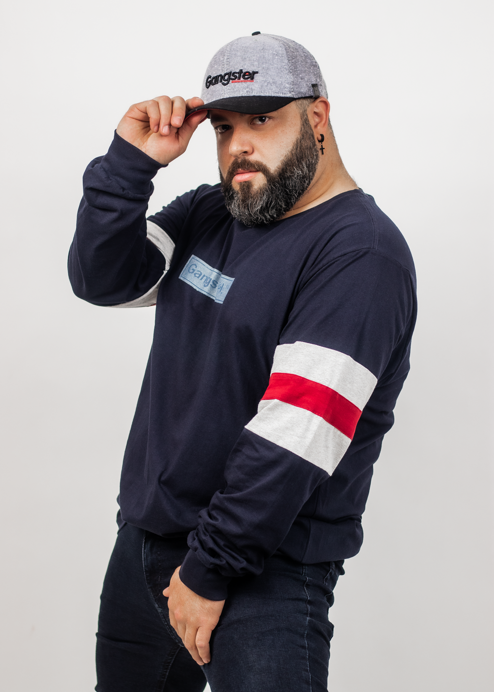 PLUS POLERA MANGA LARGA CAP AZUL MARINO GANGSTER - 4