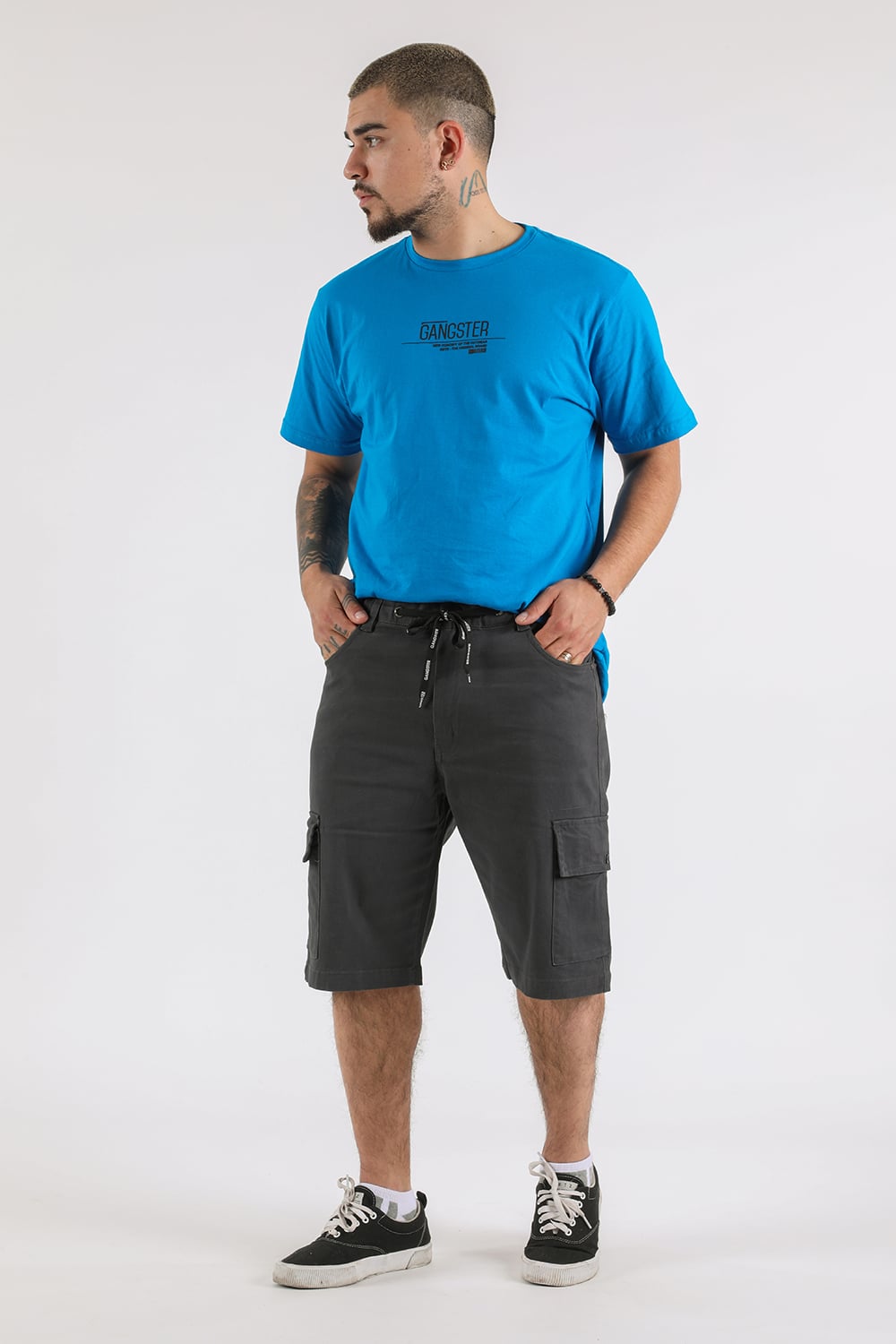 SHORT ALGODÓN HOMBRE GANGSTER AZUL SIXPO CANVAS CARGO - 4