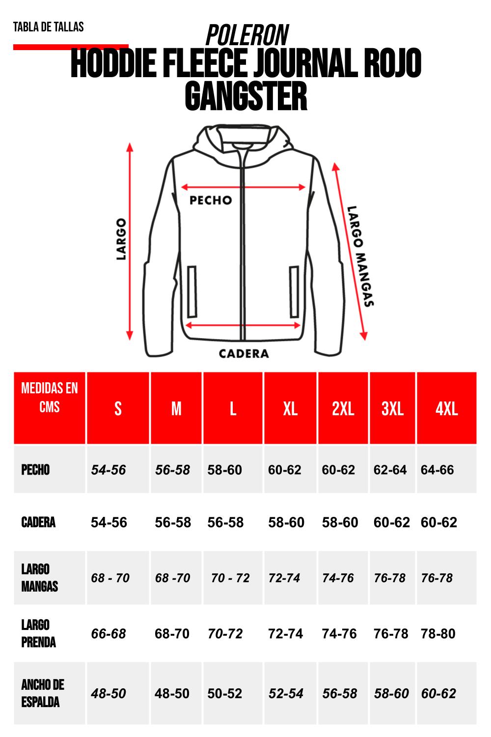 POLERON HOODIE FLEECE JOURNAL ROJO GANGSTER - 6