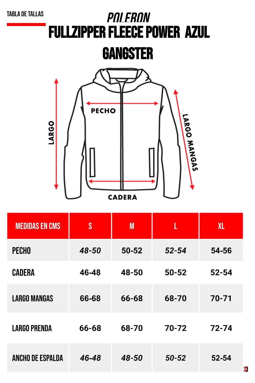 POLERON FULL ZIPPER FLEECE POWER NEGRO GANGSTER - 4