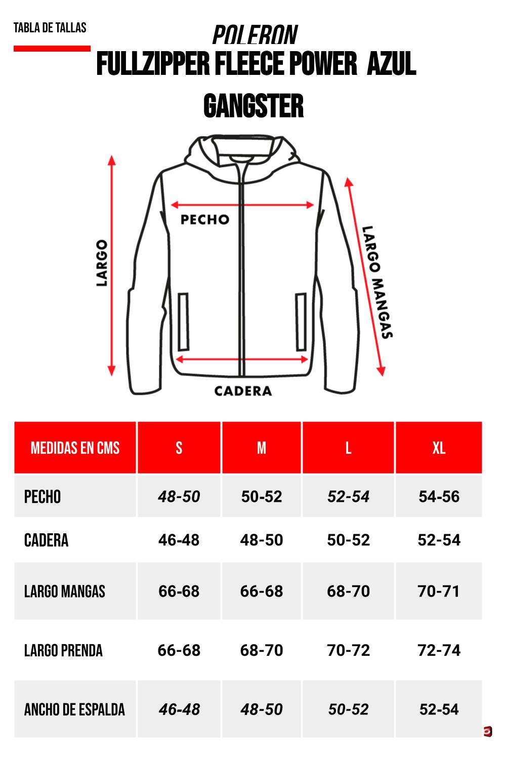 POLERON FULL ZIPPER FLEECE POWER NEGRO GANGSTER - 5