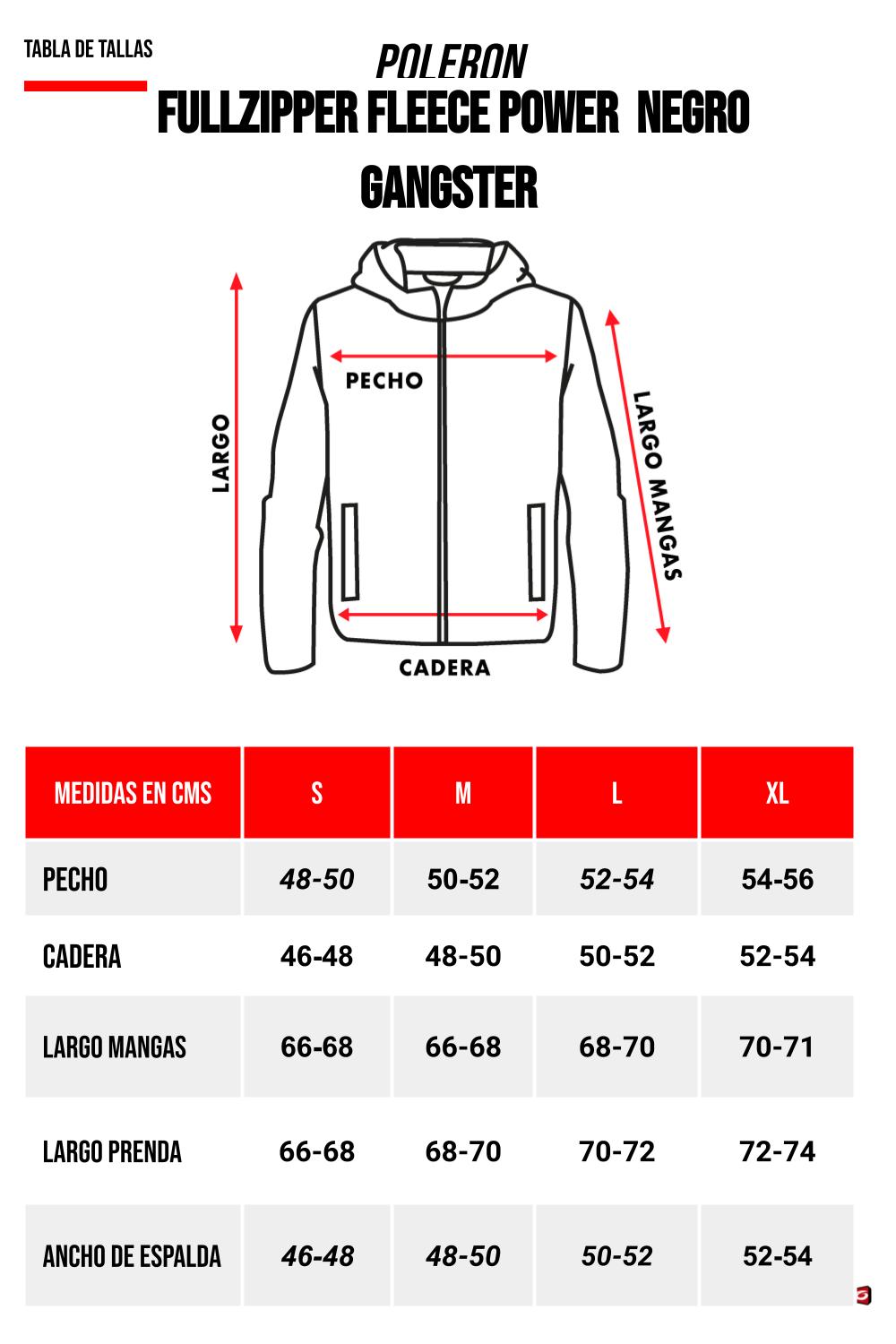 POLERON FULL ZIPPER FLEECE POWER NEGRO GANGSTER - 6