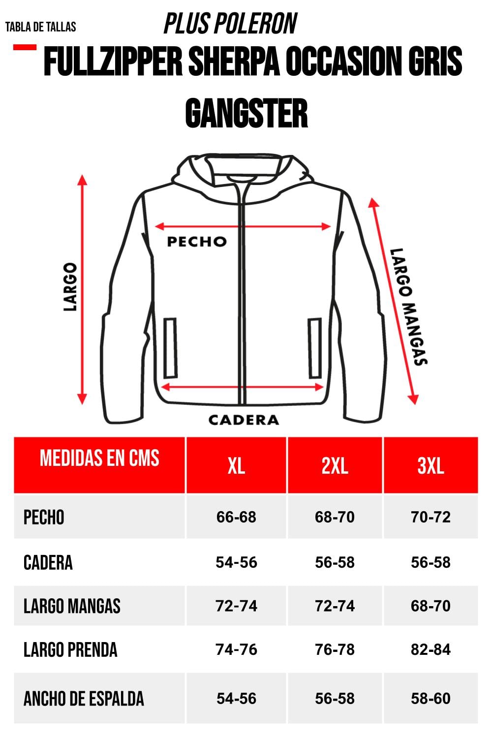 PLUS POLERÓN FULL ZIPPER SHERPA TRACKER EN COLOR NEGRO GANGSTER - 1