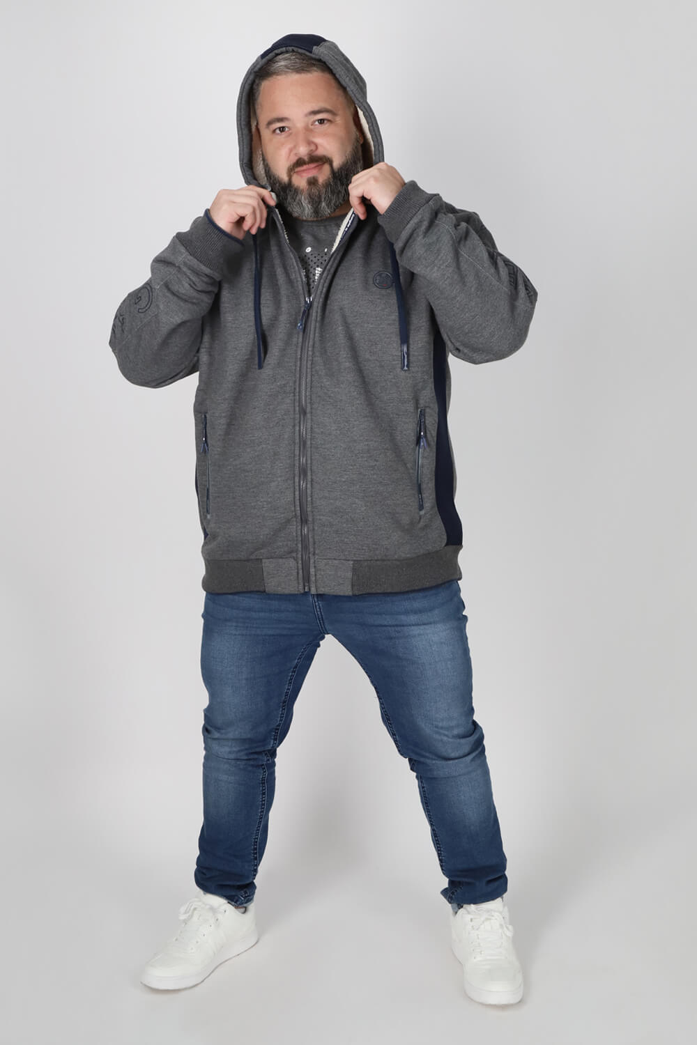 PLUS POLERÓN FULL ZIPPER SHERPA TRACKER EN COLOR NEGRO GANGSTER - 4