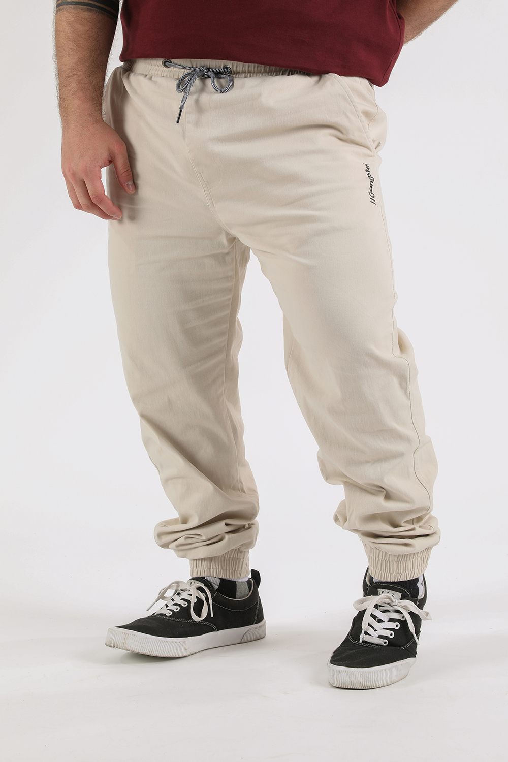 PLUS PANTALON ALGODÓN HOMBRE GANGSTER BEIGE OVER JOGGER CANVAS GRIS - 1