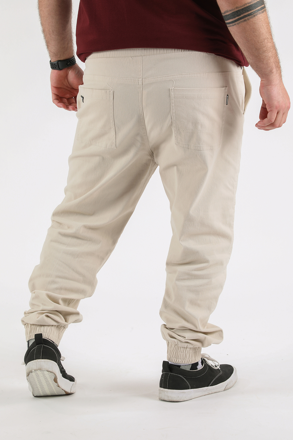 PLUS PANTALON ALGODÓN HOMBRE GANGSTER BEIGE OVER JOGGER CANVAS GRIS - 2