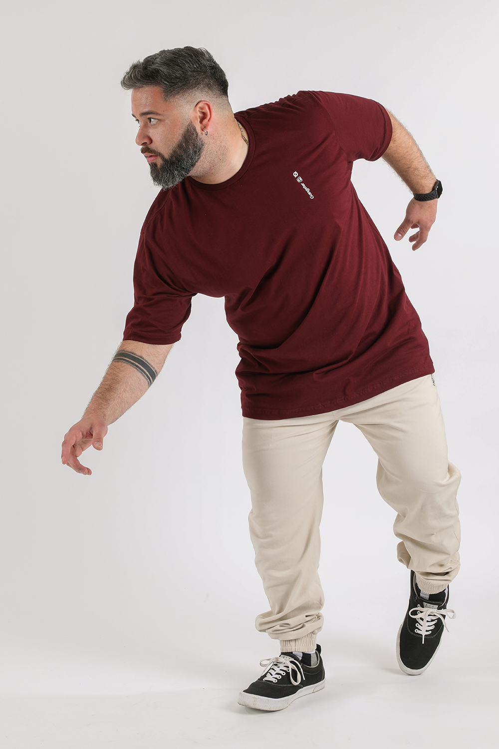 PLUS PANTALON ALGODÓN HOMBRE GANGSTER BEIGE OVER JOGGER CANVAS GRIS - 3