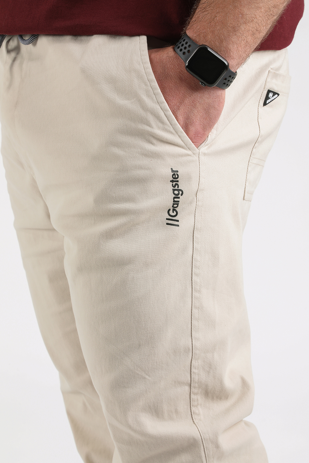 PLUS PANTALON ALGODÓN HOMBRE GANGSTER BEIGE OVER JOGGER CANVAS GRIS - 4