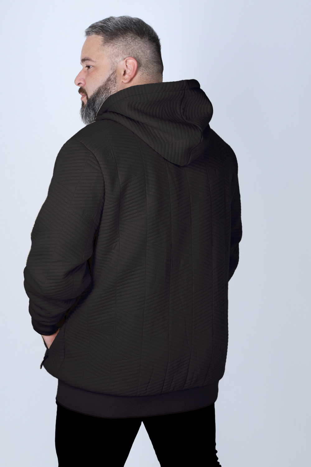 PLUS POLERON FULL ZIPPER JACQUARD SHERPA NEBULA NEGRO GANGSTER - 2
