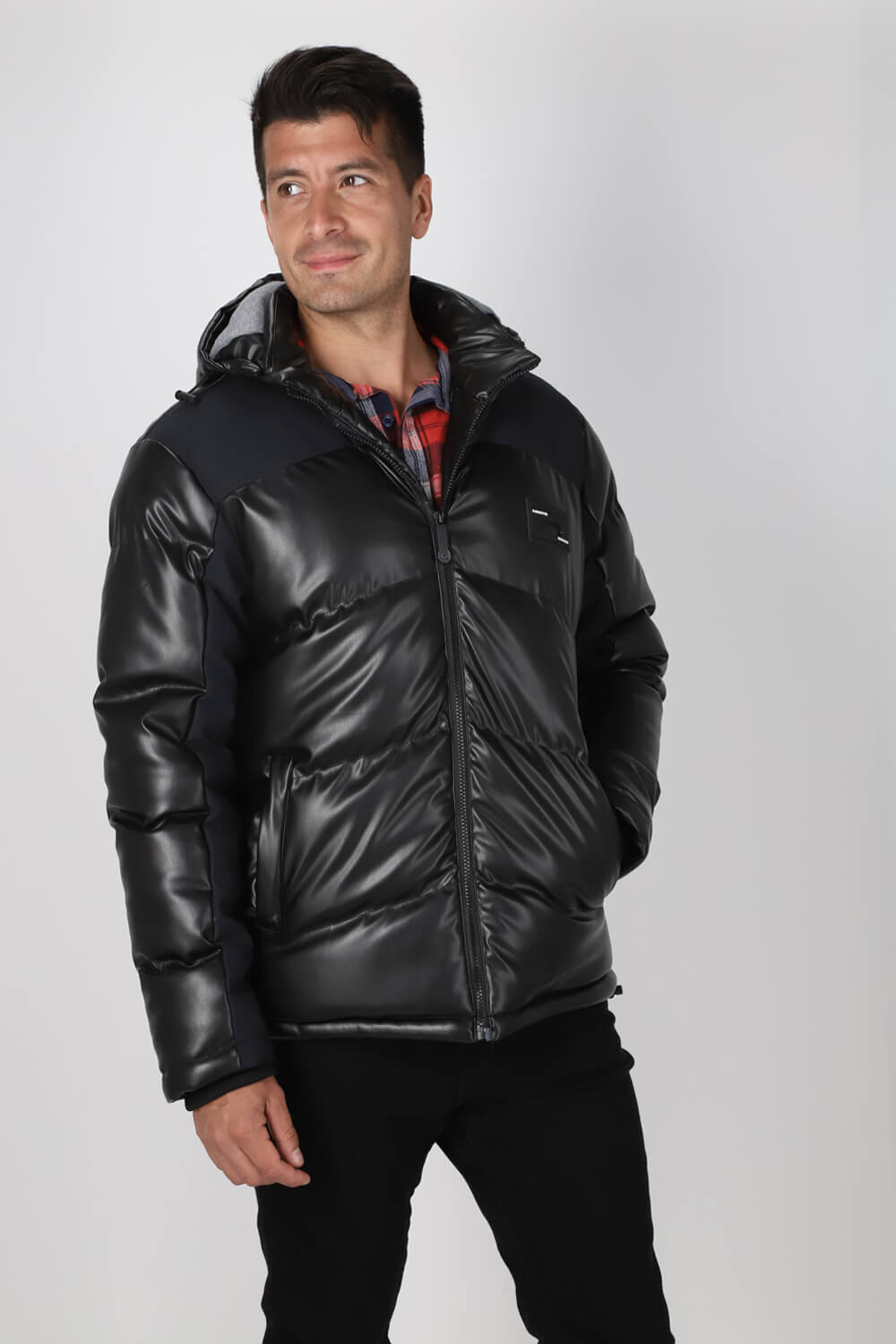 CHAQUETA PU PUFFA NEGRO GANGSTER - 1