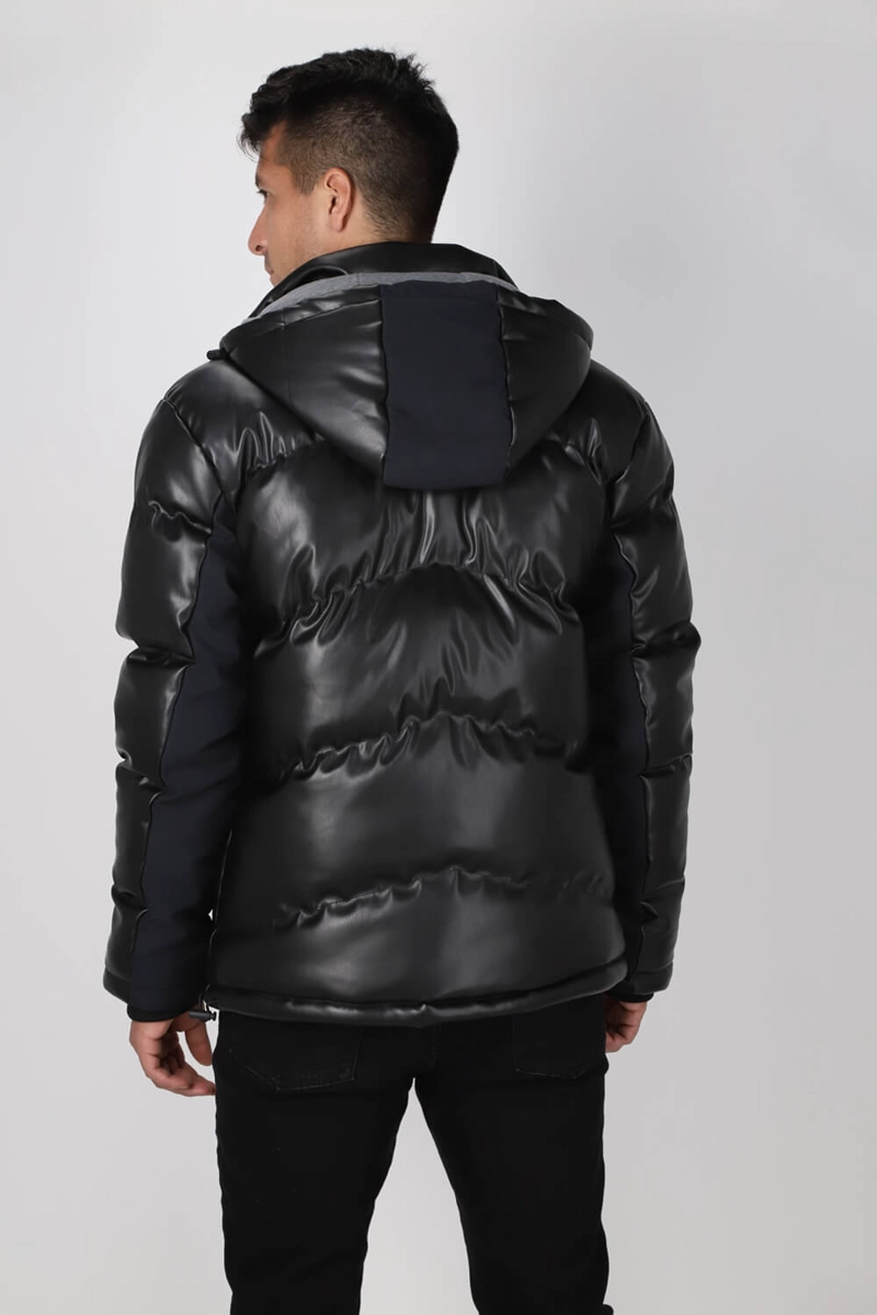 CHAQUETA PU PUFFA NEGRO GANGSTER - 2