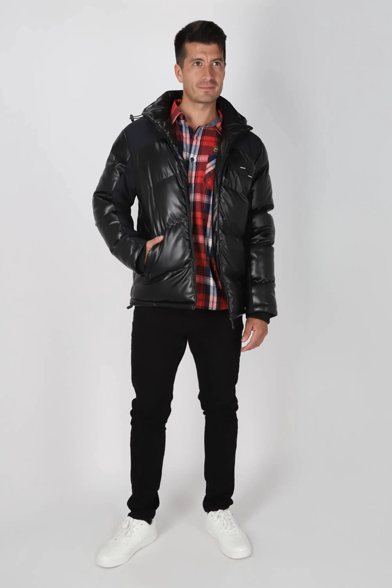 CHAQUETA PU PUFFA NEGRO GANGSTER - 3