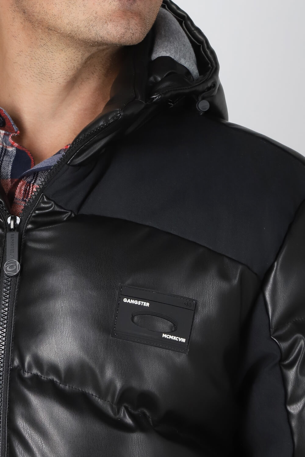 CHAQUETA PU PUFFA NEGRO GANGSTER - 4