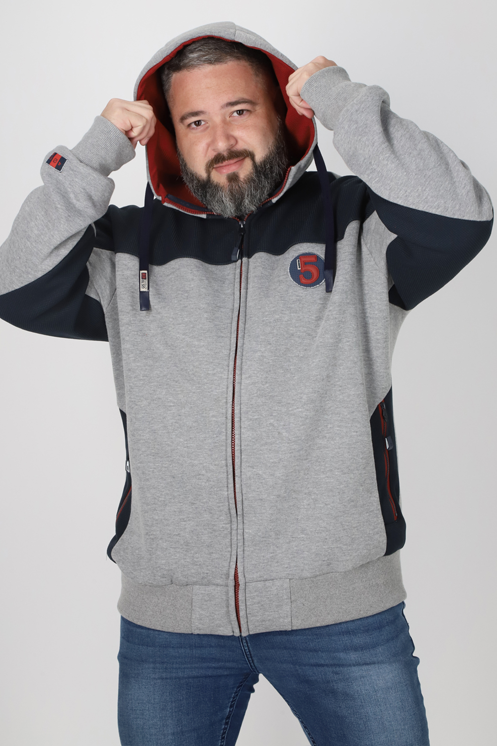 POLERON FULL ZIPPER TEMPER GRIS GANGSTER - 1