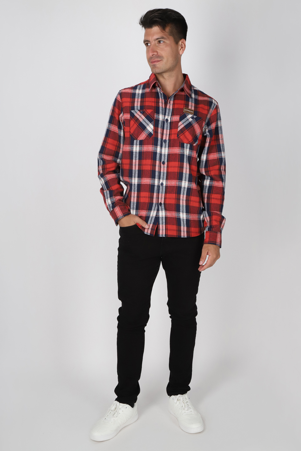 PLUS CAMISA ML FRANELA FIRESIDE ROJO GANGSTER - 4