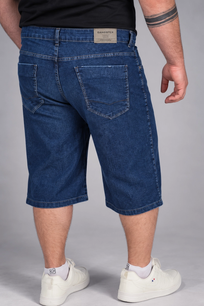 PLUS SHORT BERMUDA HOMBRE GANGSTER AZUL DENIN LISO RELA - 2