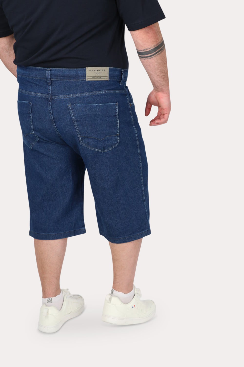 PLUS SHORT BERMUDA HOMBRE GANGSTER AZUL DENIN LISO RELA - 2
