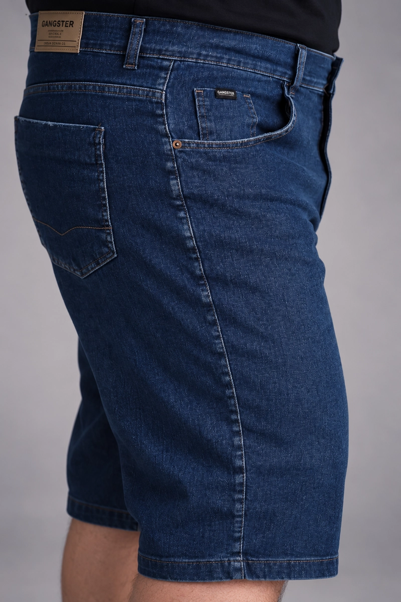 PLUS SHORT BERMUDA HOMBRE GANGSTER AZUL DENIN LISO RELA - 3