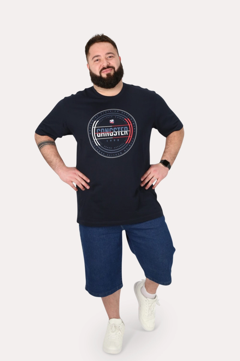 PLUS SHORT BERMUDA HOMBRE GANGSTER AZUL DENIN LISO RELA - 4