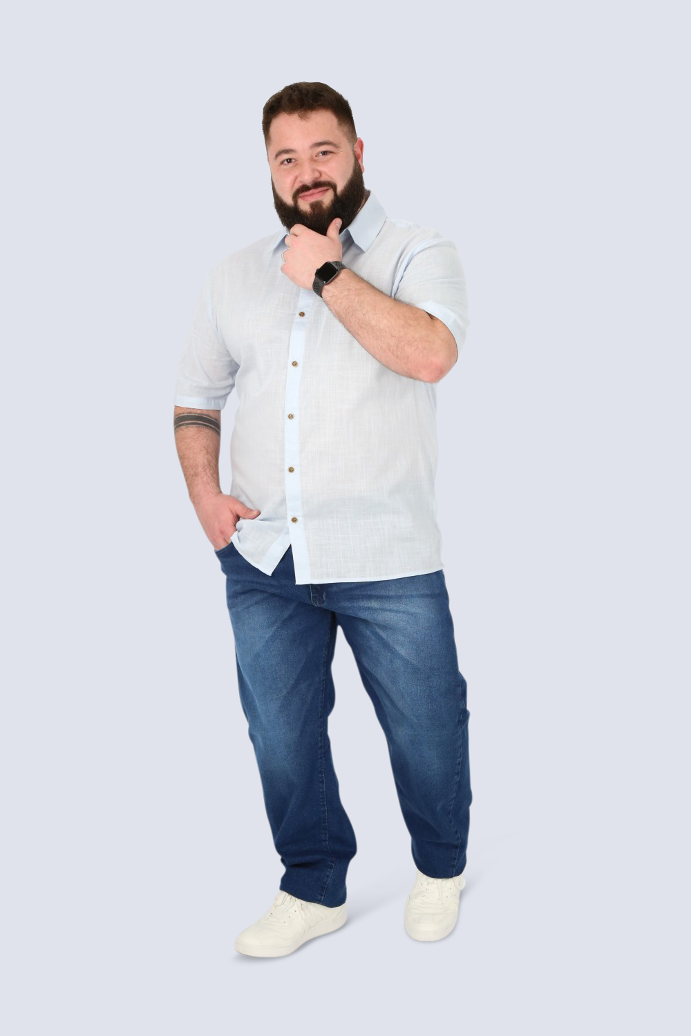 PLUS CAMISA MC ALGODON PINA CELESTE GANGSTER - 4